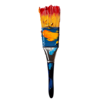 paint brush with colorful paint on it isolated on transparent background png
