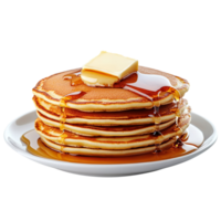 Pancake stack with butter and syrup isolated on transparent background png