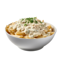Penne pasta with white sauce isolated on transparent background png