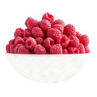 Perfectly ripe raspberries overflowing from a bowl isolated on transparent background png