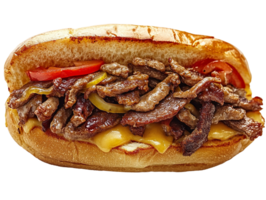 Philly cheesesteak sandwich isolated on transparent background png