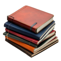 pile of different notebooks isolated on transparent background png