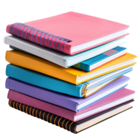 pile of different notebooks isolated on a transparent background png