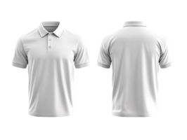 plain white polo shirt mockup design. front and back view isolated on transparent background png
