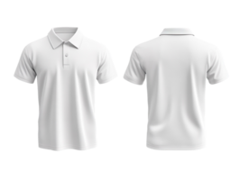 plain white polo t-shirt mockup design. front and back view isolated on transparent background png