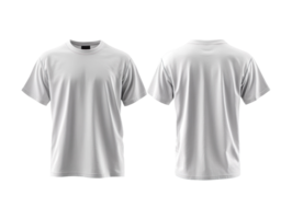 plain white t-shirt mockup template, front and back view isolated on transparent background png