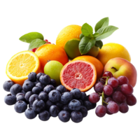 pile of various refreshing fruits isolated on transparent background png
