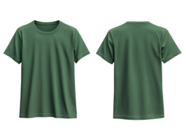 plain green t-shirt mockup template, front and back view isolated on transparent background png