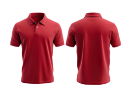 plain red polo shirt mockup design. front and back view isolated on transparent background png