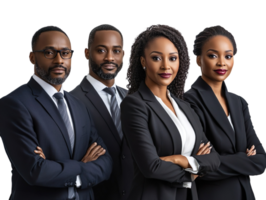 Portrait of successful group of black business people isolated on transparent background png