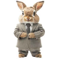 rabbit businessman in suit isolated on transparent background png