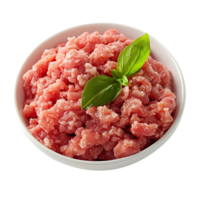 Raw minced chicken meat isolated on transparent background png