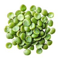 Raw steamed green lima beans pile top view isolated on transparent background png