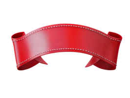 Red ribbon banner with stitching isolated on transparent background png