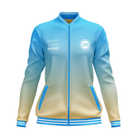 Womens varsity zipper jacket mockup front view psd