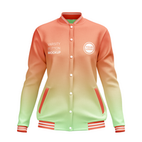 Womens varsity jacket mockup with button front view psd