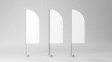 Three white flags on a table with a white background psd