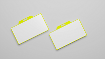 Two blank white plastic file folders on a gray background psd