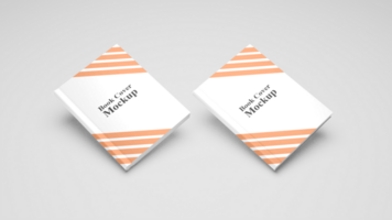 Two orange and white paper bookmarks on a gray background psd