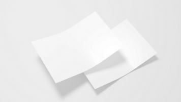 Two folded white paper sheets on a white background psd