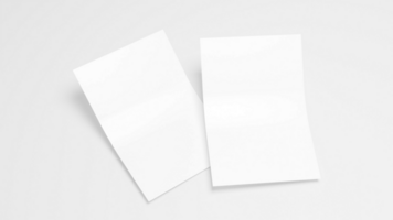Two blank white sheets of paper on a white background psd