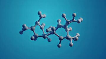 Molecular structure representation showcasing atoms and bonds in a blue background, emphasizing chemical design and molecular interactions photo