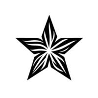 A striking black and white fivepointed star with an abstract floral design, set against a stark white background, showcasing a sense of modern minimalism. vector