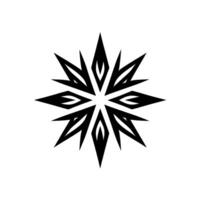 Intricate black and white geometric snowflake with a central diamondshaped element on a light grey background. vector