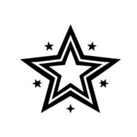 Abstract geometric star featuring layered shapes in black, gray and white, with smaller stars around a central star. vector