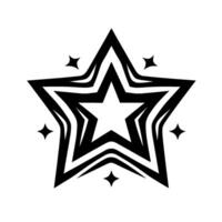 Abstract black and white starburst with graded layering and accompanying sparkle embellishments on a plain white background. vector