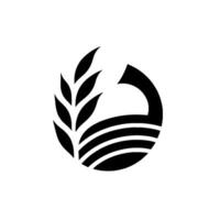 A minimalist black and white featuring a stylized wheat stalk intertwined with a curved element, suggesting growth and harmony, against a blank backdrop. vector