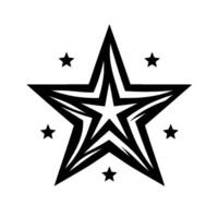 Bold black and white starburst featuring a large layered star with smaller accent stars against a clean white background. vector