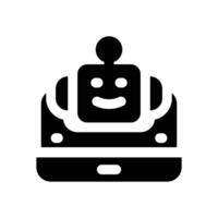 virtual bot glyph icon. Strong and solid icon for websites and mobile apps. vector