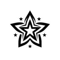 Stylized black and white starburst concentric layered star with embedded smaller stars, presented on a plain white background. vector