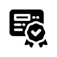 certification glyph icon. Strong and solid icon for websites and mobile apps. vector