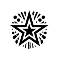 Bold black starburst a symmetrical, monochrome featuring a central star surrounded by radiating elements and dots, evoking dynamism and visual interest. vector