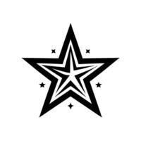 Bold black star with intricate layers and surrounding starburst effect, set against a clean white backdrop. vector