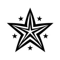 Bold black and white starburst with a central star and accompanying smaller stars, set against a plain white background. vector