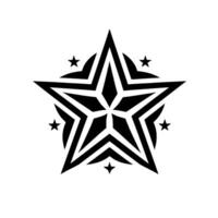 Bold black and white star emblem with ornate details, smaller stars, and a subtle shadow, against a plain white background. vector