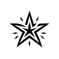 Bold black and white starburst a composition featuring a fivepointed star with geometric line art accents and sparkling rays on a pure white background. vector