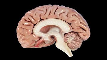 Detailed anatomical representation of the human brain showcasing its complex structure and internal components photo