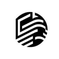 Abstract geometric black and white circular featuring intersecting lines, contrasting light and shadow, on clean white background. vector