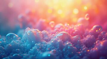 Under the bright illumination, vibrant bubbles burst forth, dancing within the colorful foam of an extraordinary artistic display photo