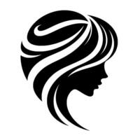 Elegant silhouette a black and white depicting a womans profile with flowing hair, showcasing grace and modern minimalism. vector