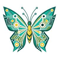 Abstract Butterfly Icon with Modern and Innovative Circuit Wing Design vector