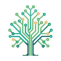 Sleek and Modern Tree Icon with Futuristic Circuit Line Design vector