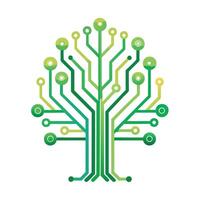 Modern Tree Icon with Unique and Creative Circuit Line Design vector