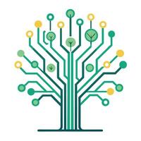Stylized Tree Icon with Circuit Lines and Modern Design Elements vector