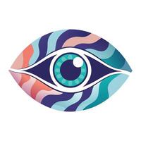 Stylized Eye Icon with Waves and Modern Design Elements vector