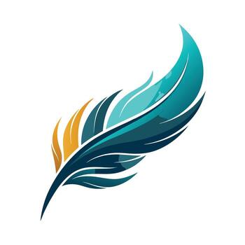 Stylized Feather Icon with Waves and Modern Design Elements vector
